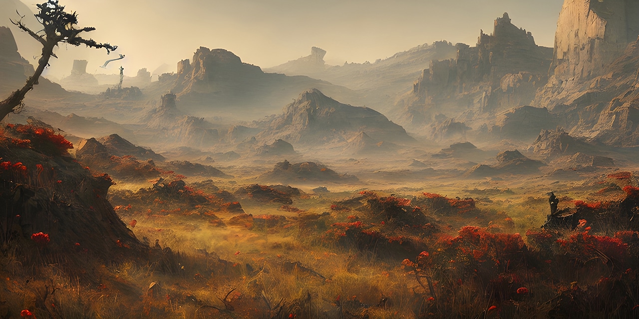 Fantasy Plains Fantasy art depicting a plain with mountains in the background.
