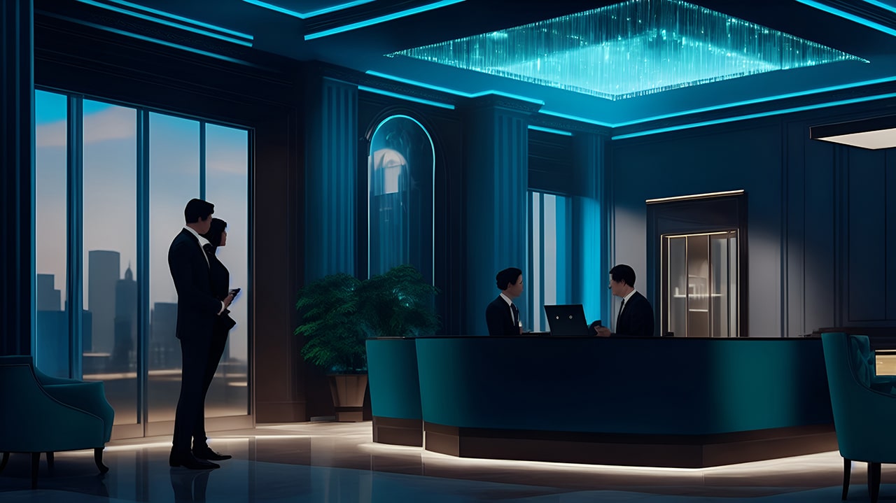 Finance Industry specialists in office waiting for appointment with AI